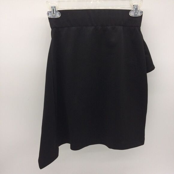 LF Love Black Double-Knit Mini Skirt with Mock Wrap Overlay-Size S - Picture 4 of 6